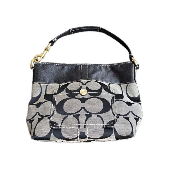 Coach Handbags - Coach Black 2007 Legacy Signature Monogram Jacquard Shoulder bag Hobo Y2K 11957